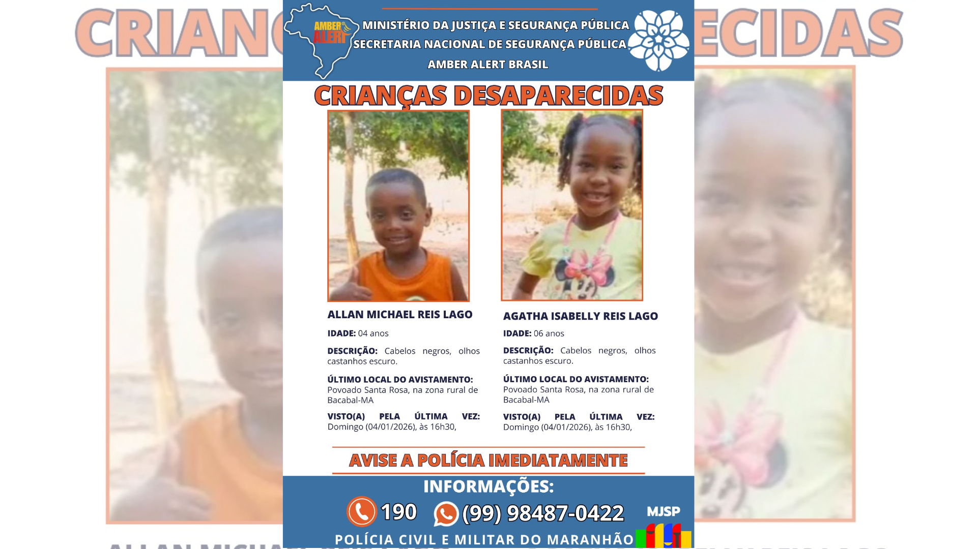 Caso de irmãos desaparecidos no Maranhão: procura avança.