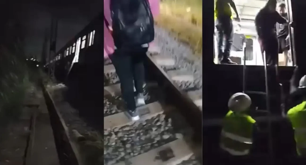 Passageiros andam sob trilho após falha em trem da Linha 9-Esmeralda