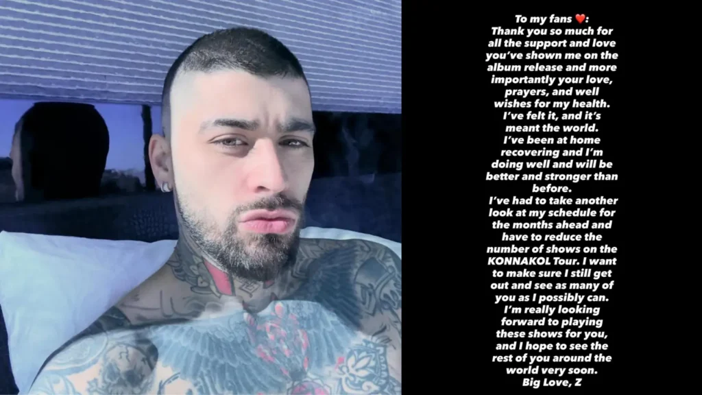 Zayn Malik atualiza estado de saúde e explica cancelamento da turnê