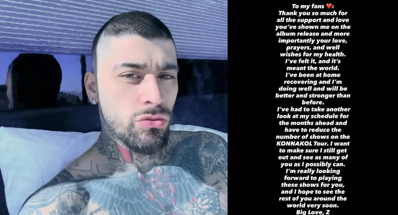 Zayn Malik atualiza estado de saúde e explica cancelamento da turnê