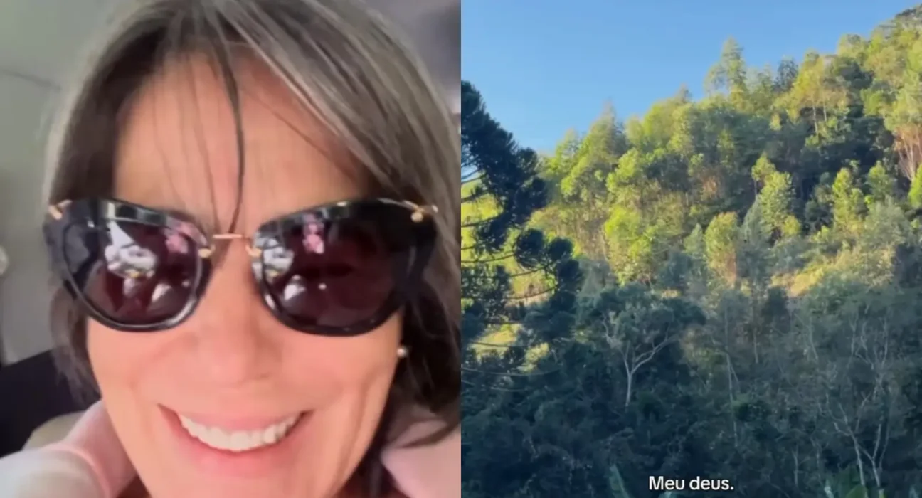 Glória Pires visita sítio ecológico de Cleo e se encanta com a natureza