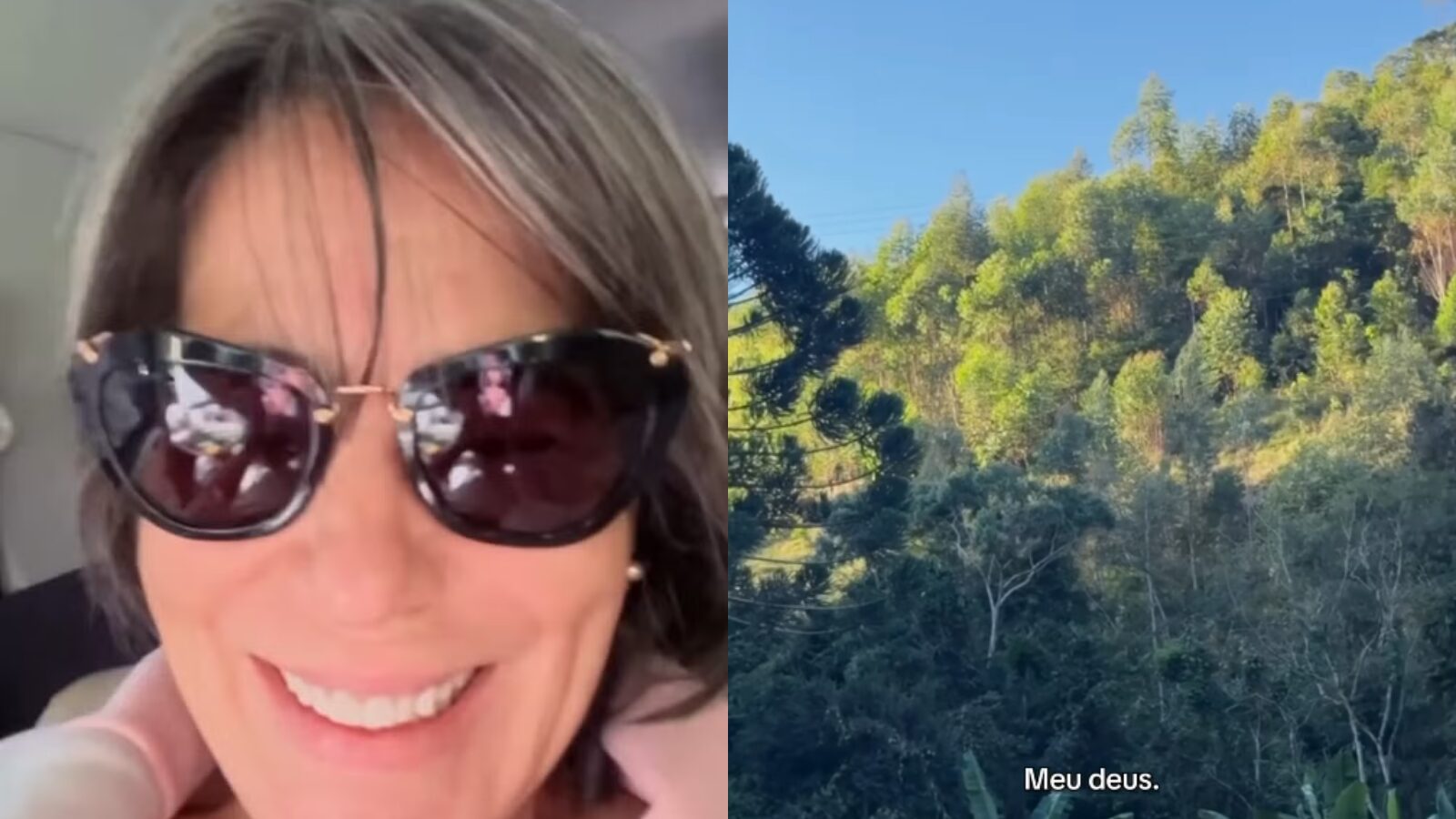 Glória Pires visita sítio ecológico de Cleo e se encanta com a natureza