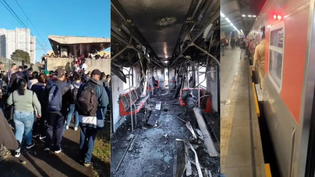 Vídeos mostram caos no transporte após trem pegar fogo em SP