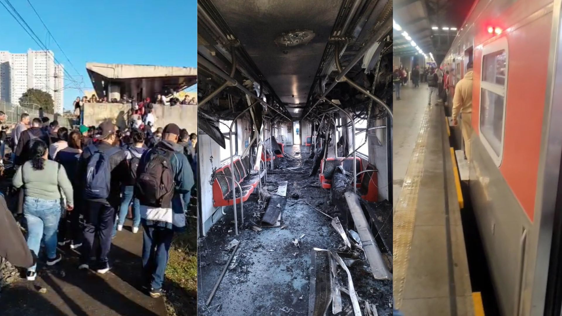 Vídeos mostram caos no transporte após trem pegar fogo em SP