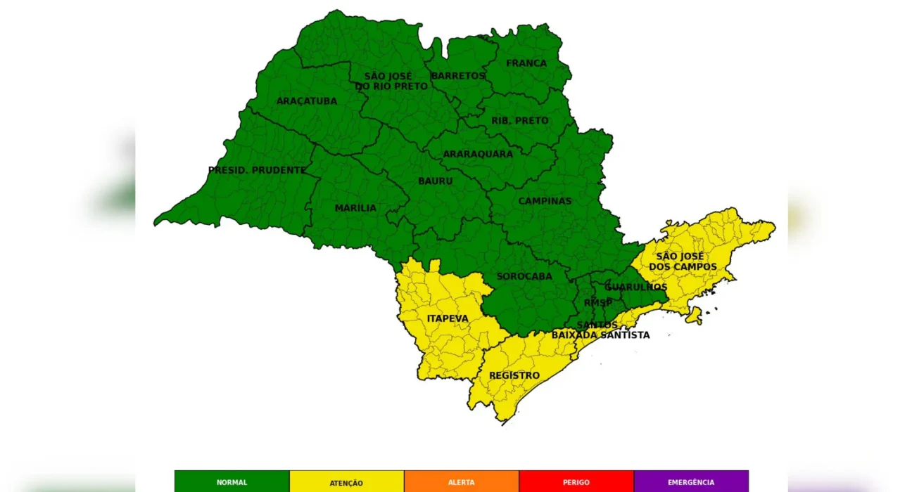 Defesa Civil alerta para chuva, ventos e queda de temperaturas em SP