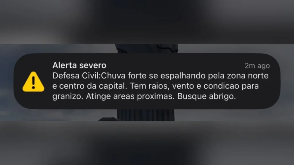 Defesa Civil emite alerta severo para chuva forte em SP hoje
