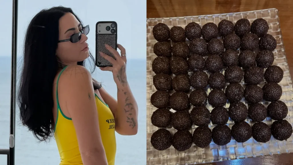 Demi Lovato abre álbum de fotos no Brasil com brigadeiro delicioso