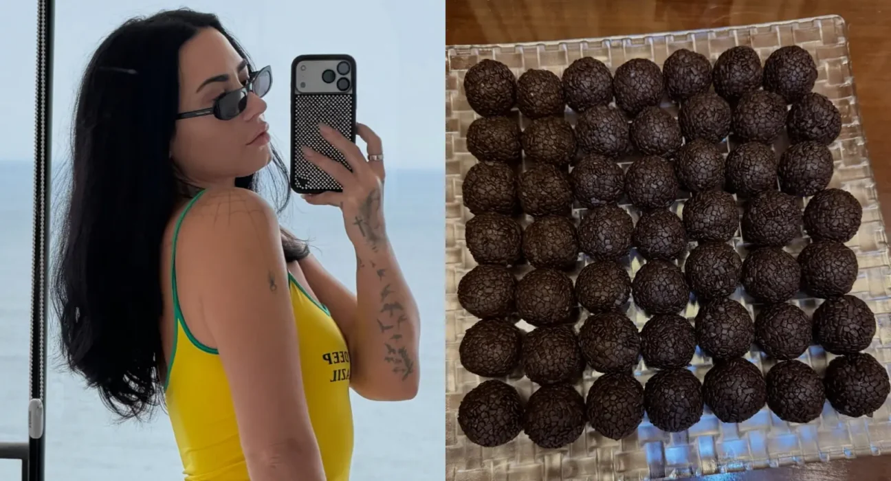 Demi Lovato abre álbum de fotos no Brasil com brigadeiro delicioso