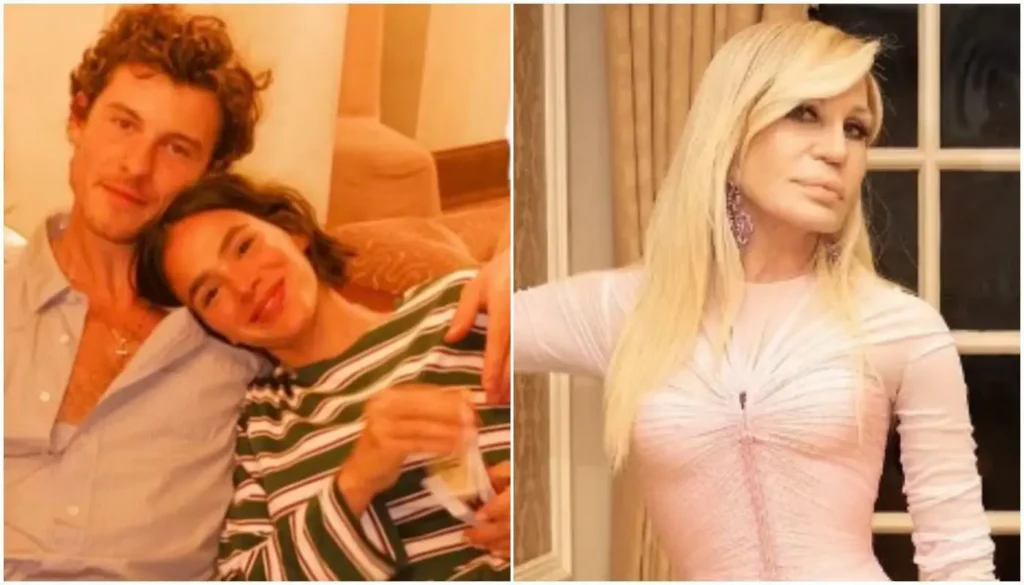 Marquezine e Shawn Mendes desfilam ao lado de Donatella Versace