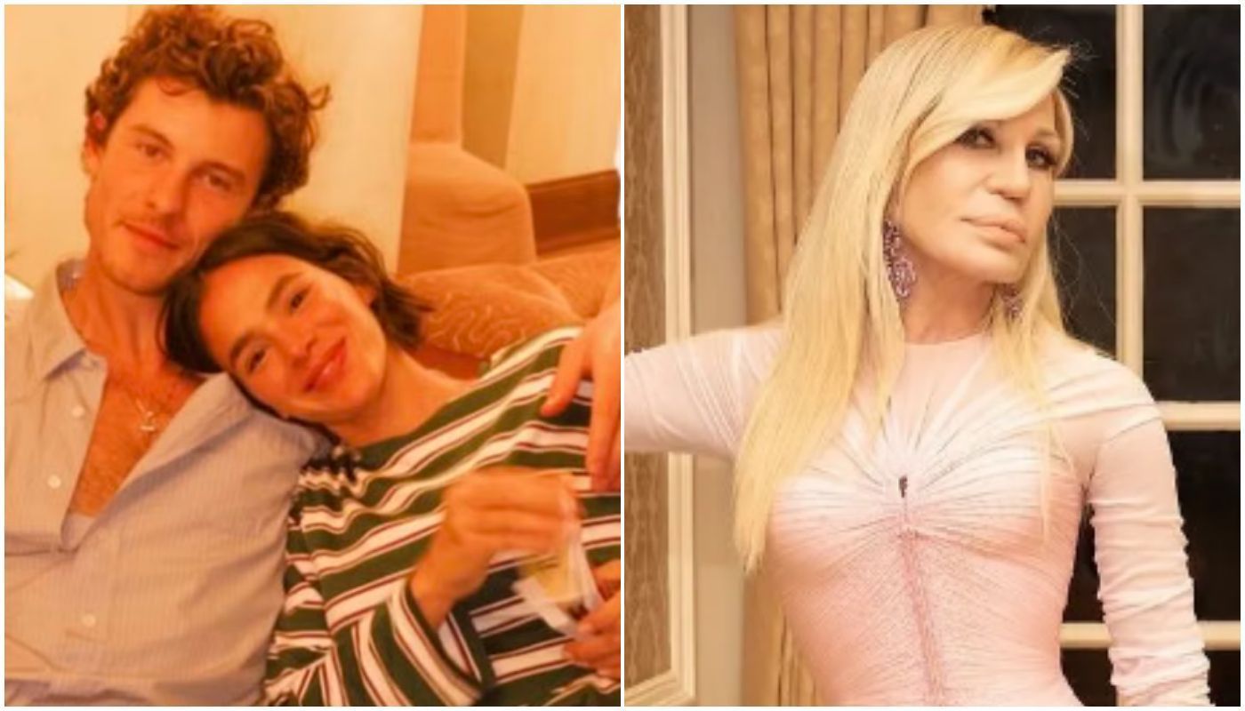 Marquezine e Shawn Mendes desfilam ao lado de Donatella Versace