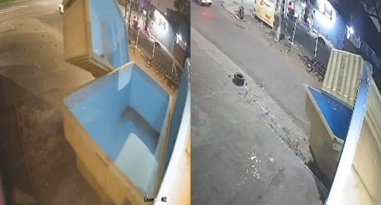 Vento forte ergue e arrasta piscinas em Foz do Iguaçu