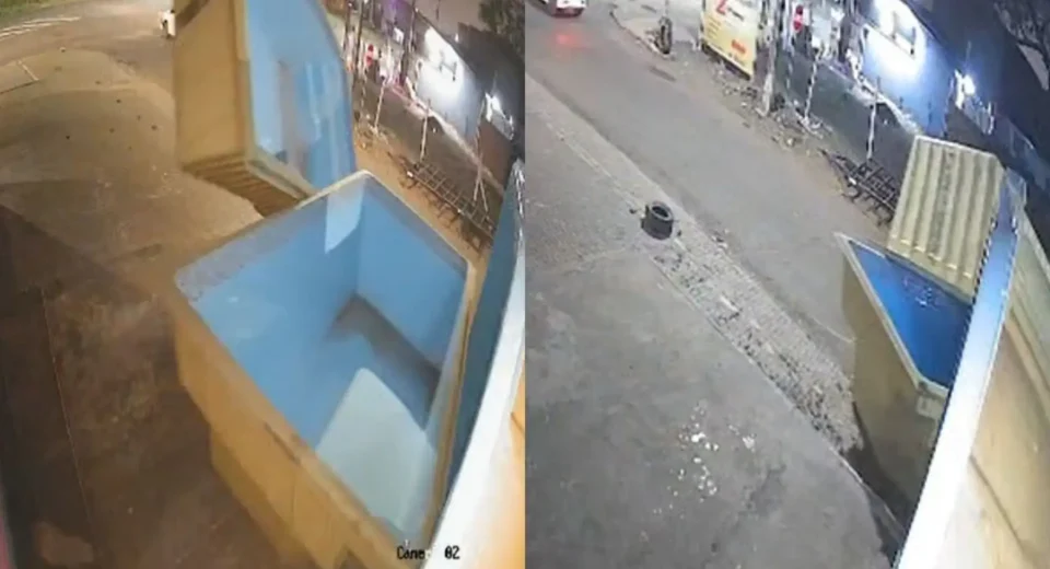 Vento forte ergue e arrasta piscinas em Foz do Iguaçu