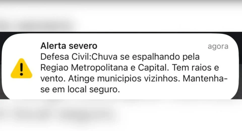 Defesa Civil emite alerta de chuva para Região Metropolitana de SP